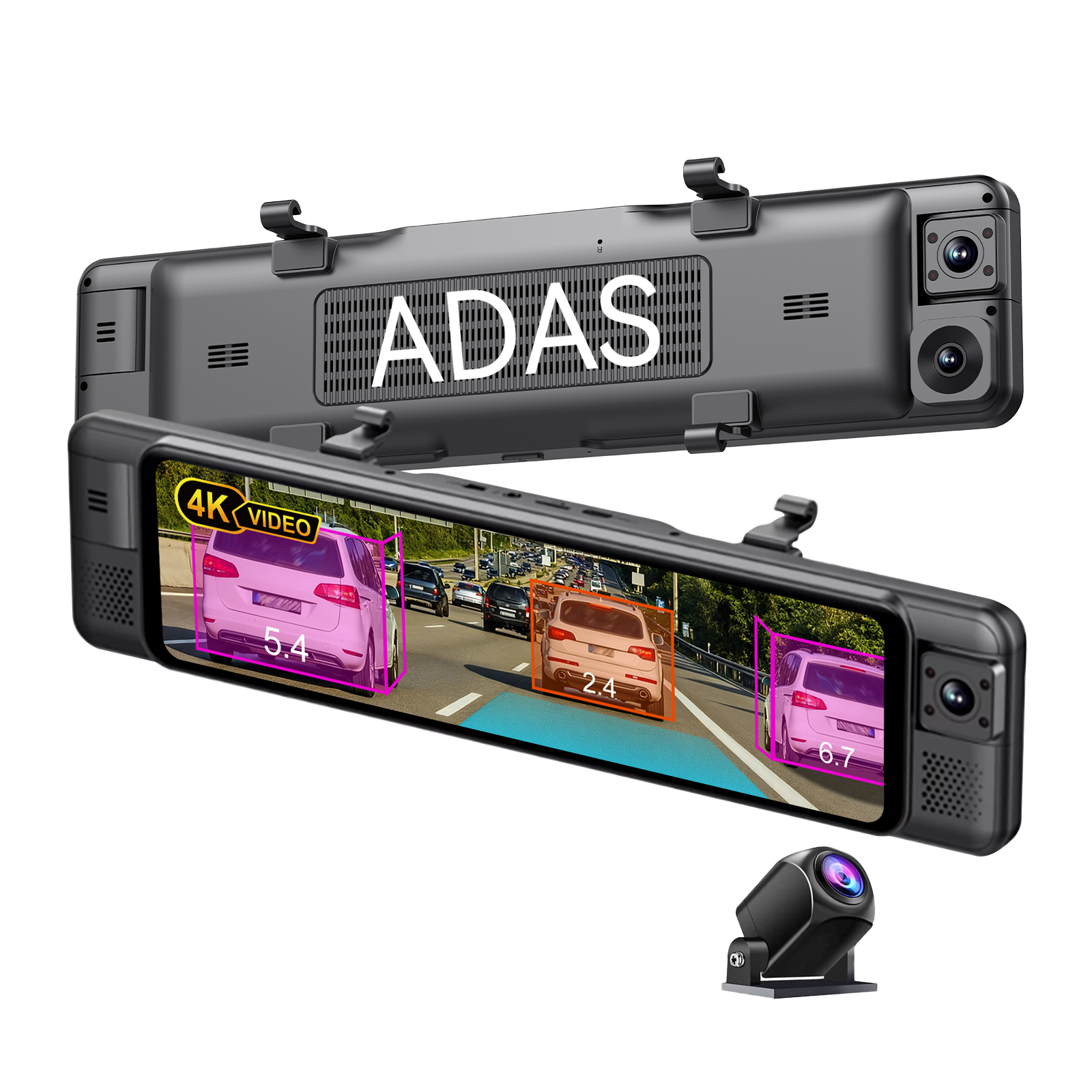 Panoramic Dash Cam 360 - ADINKAM 11-дюймовое IPS-зеркало заднего вида с