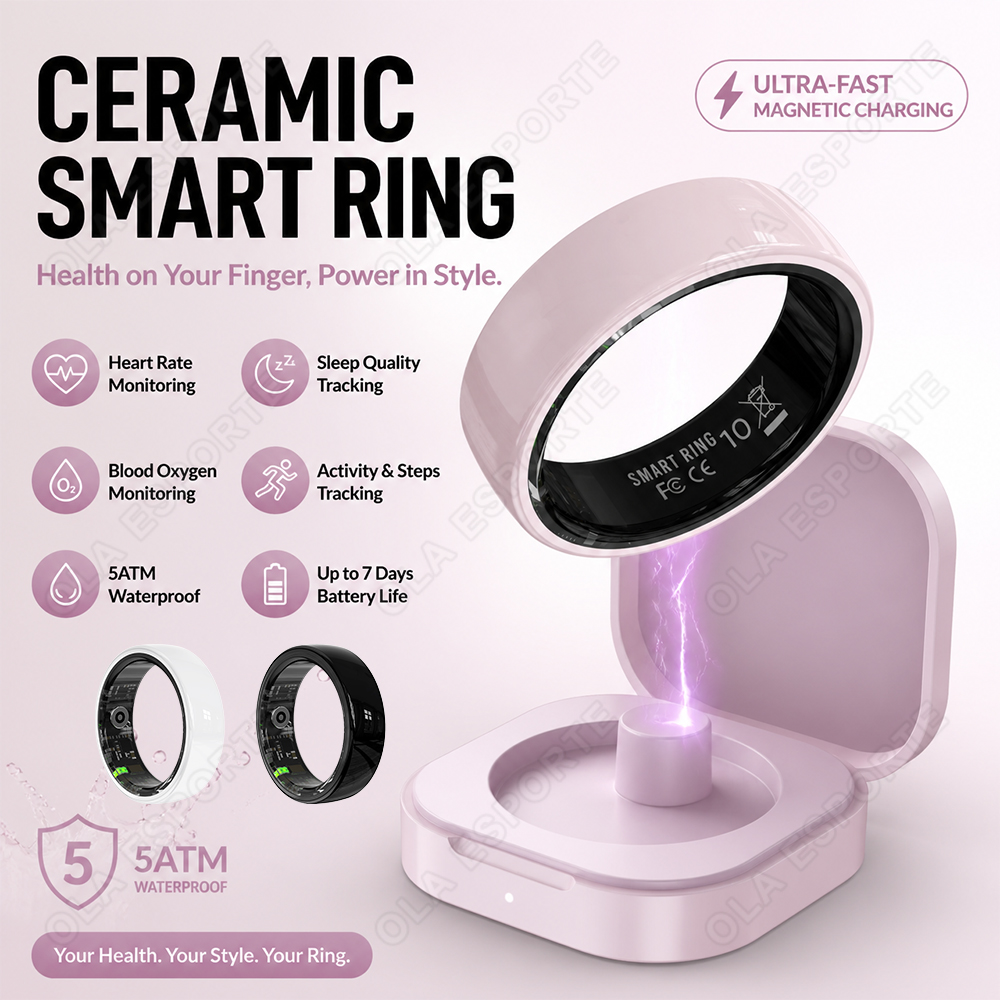 Smart Ring Health - Керамическое умное кольцо с зарядным отсеком,