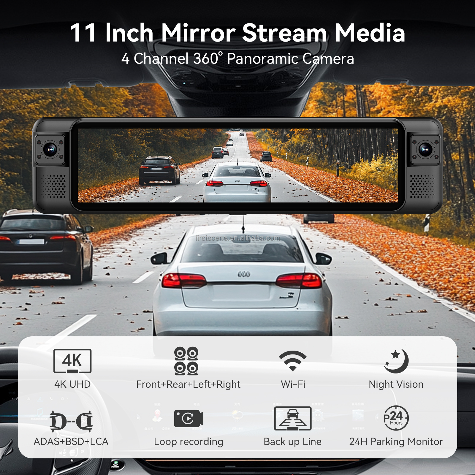 ADINKAM 11-дюймовое IPS-зеркал – обзор и цена Panoramic Dash Cam 360