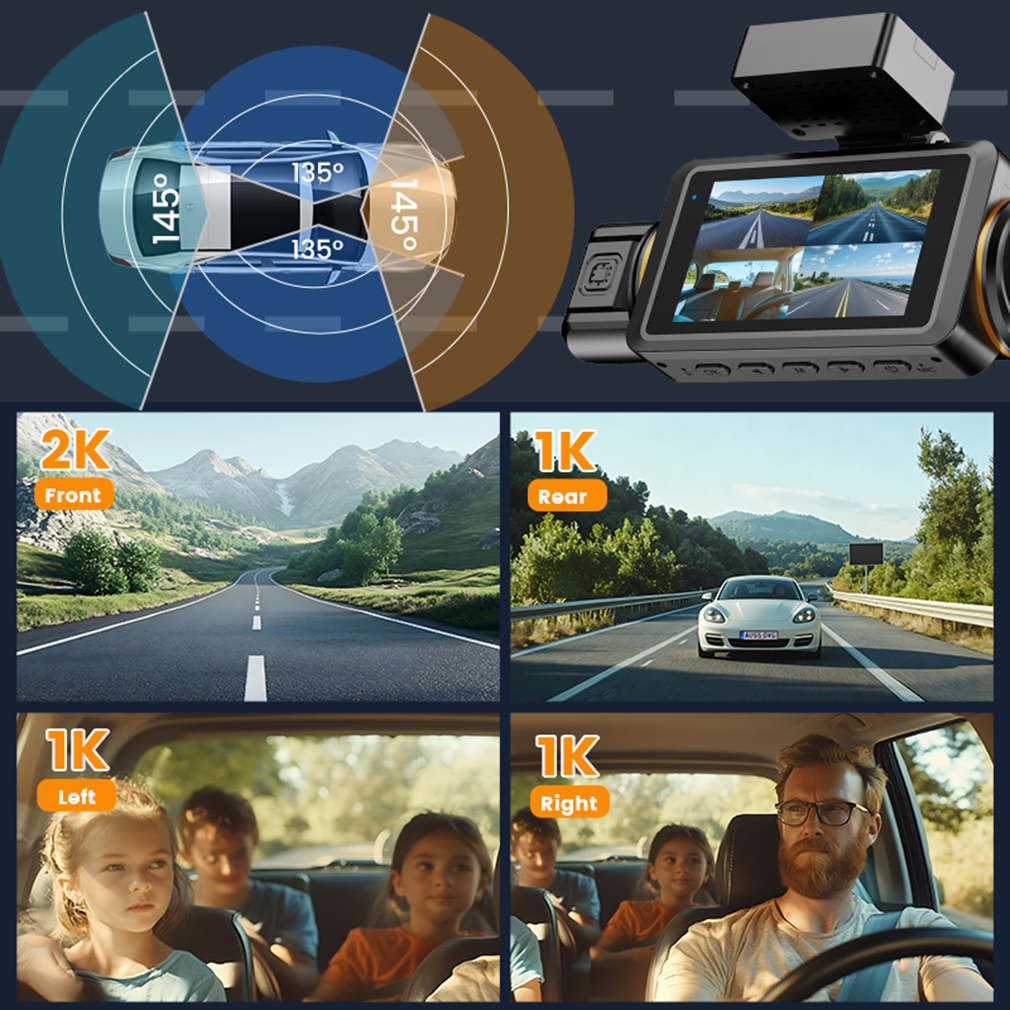 2K 4-канальный видеорегистрато – обзор и цена Panoramic Dash Cam 360